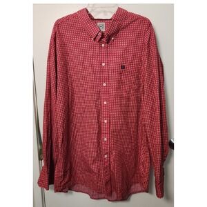 Cinch Men's Red Western Long Sleeve Classic Fit Button Down Shirt XXL Cowboy USA